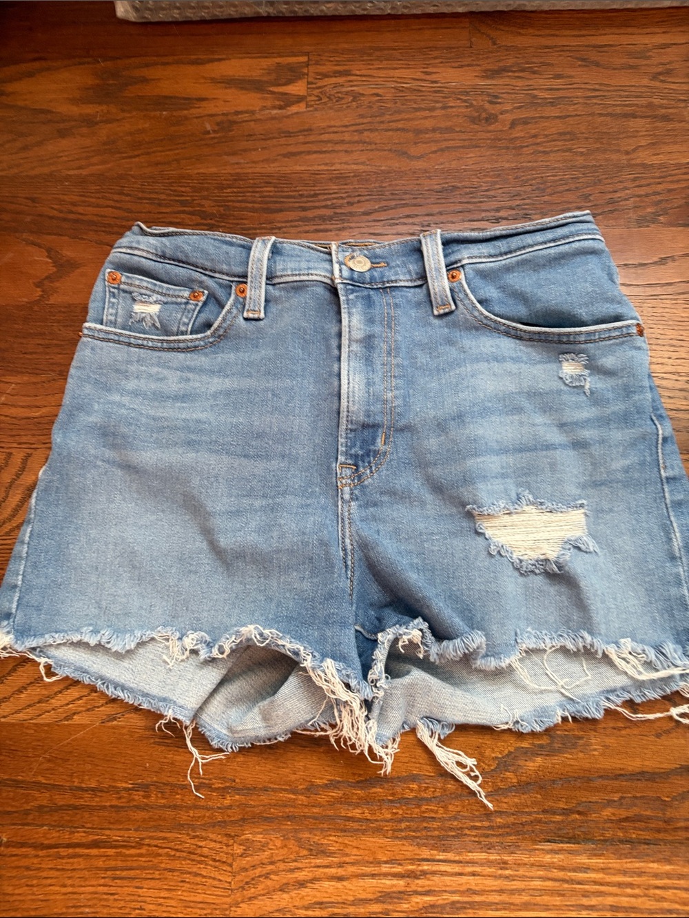 Levi's Light Blue Distressed Cutoff Denim Shorts